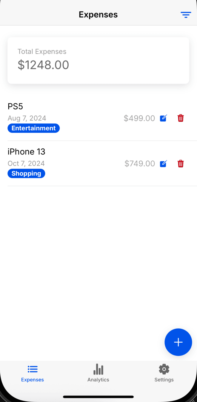 Expense Tracker App Mockup 1