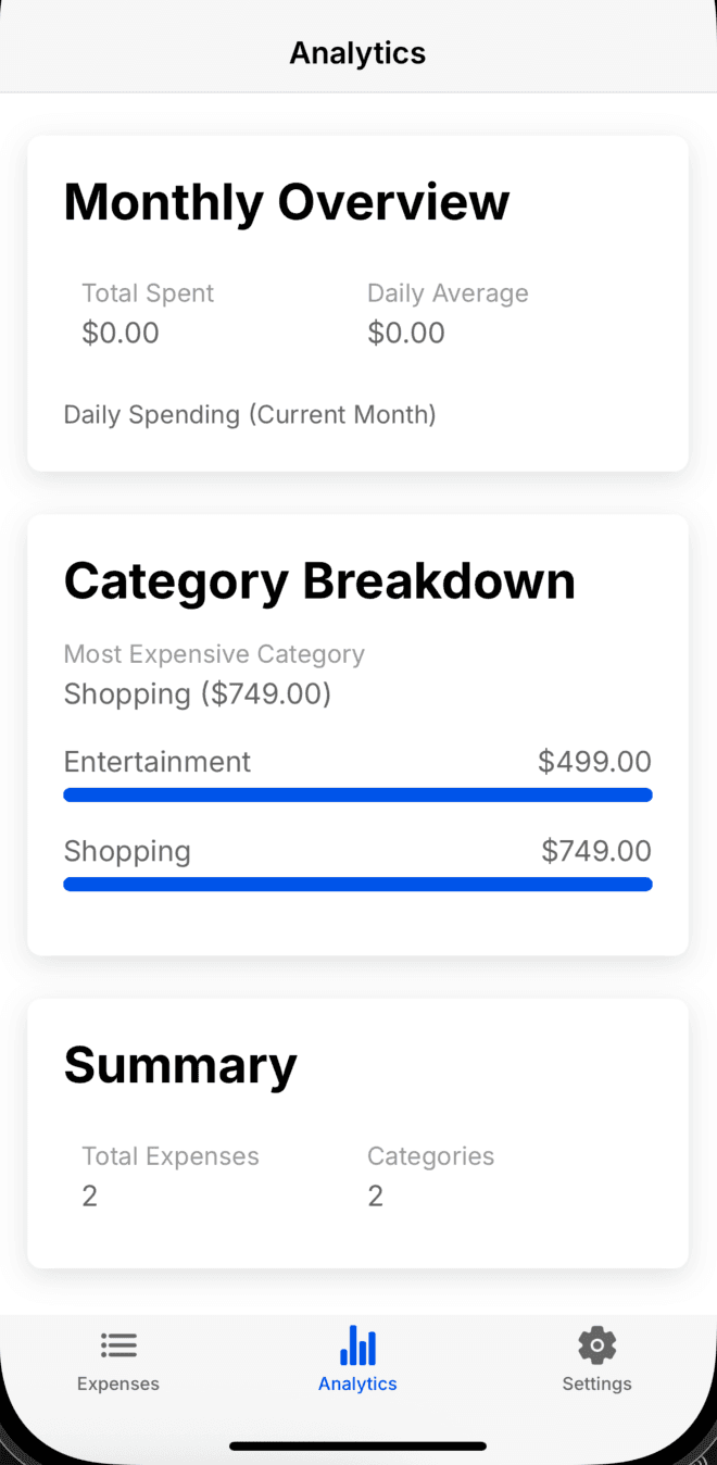 Expense Tracker App Mockup 2