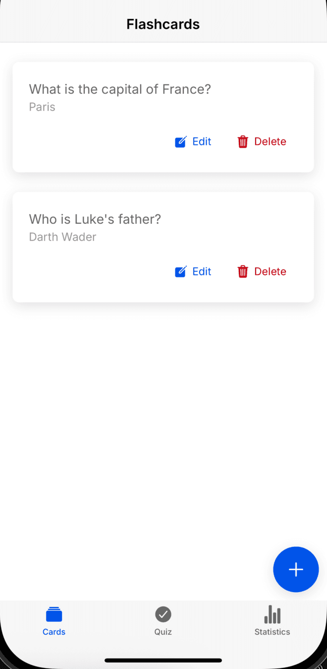 Flashcard Learning App Mockup 1