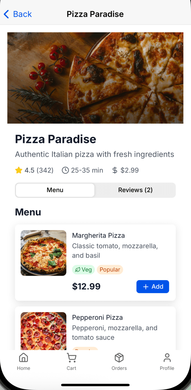 Food Delivery App Mockup 1