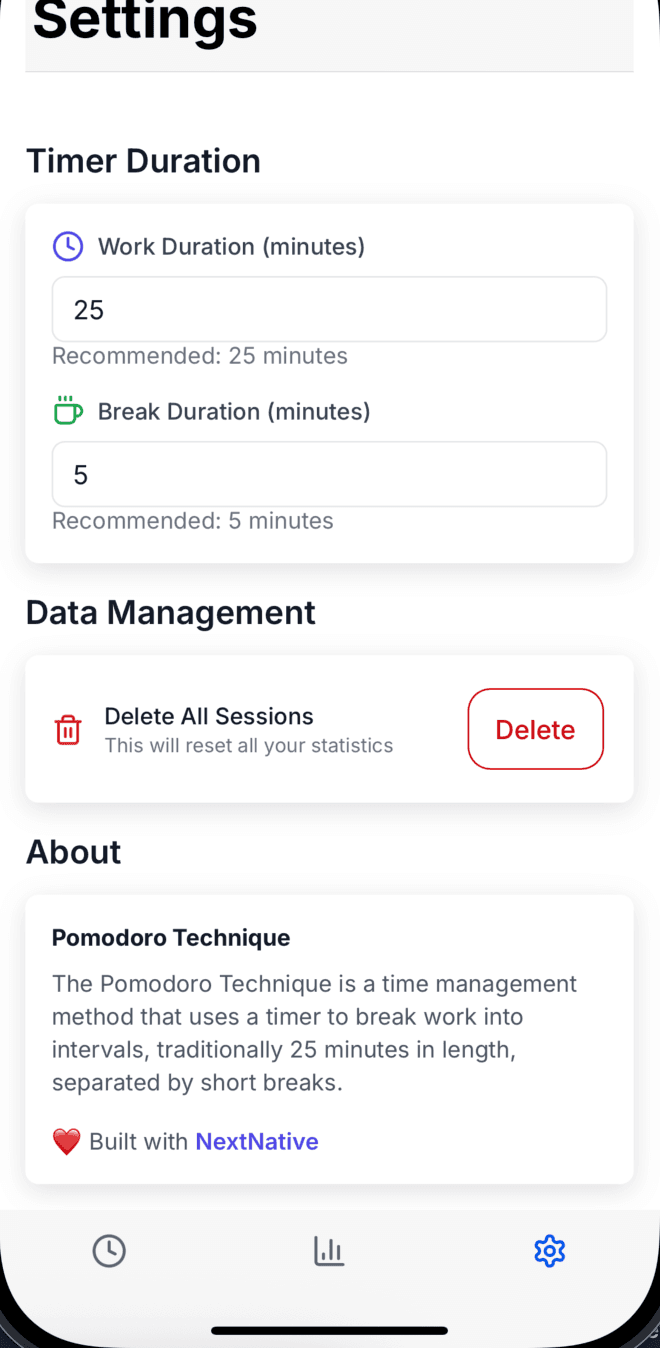 Pomodoro Timer App Mockup 3